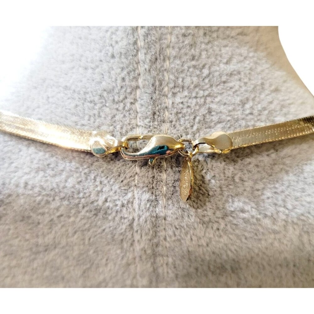 Vintage Gold Tone Herringbone Chain Necklace 16" American Showcase Korea - Picture 3 of 7